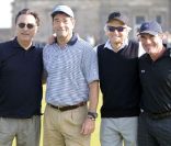 Andy Garcia, Huey Lewis, Michael Douglas et Tico Torres lors du Alfred Dunhill Links Championship qui se déroule en Ecosse sur le Old Course le 28 septembre 2011 