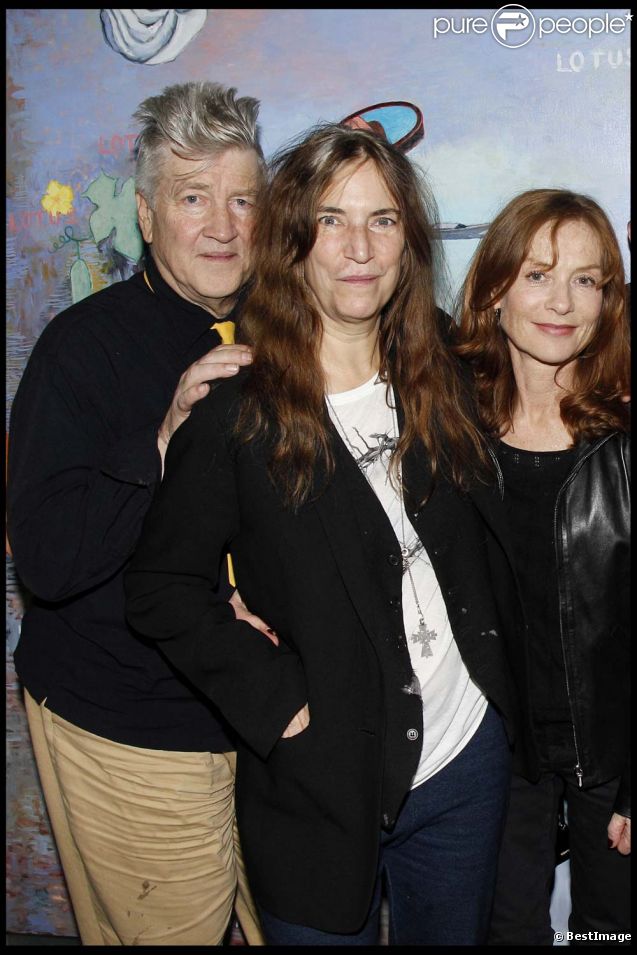  David Lynch, Patti Smith et Isabelle Huppert au concert exceptionnel de Patti Smith et David Lynch organisé à la Fondation Cartier, à Paris, le 28 octobre 2011. 