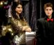 La statue de cire de Justin Bieber est dévoilée au musée Madame Tussauds à New York comme celle de Selena Gomez, le jeudi 17 novembre 2011.