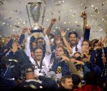 David Beckham lors de sa victoire du championnat des États-Unis, à Los Angeles, le 20 novembre 2011.