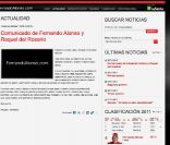 Communiqué de Fernando Alonso et Raquel del Rosario sur le site officiel du pilote espagnol, annonçant leur séparation, le 20 décembre 2011.