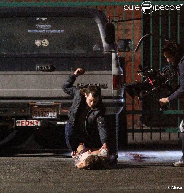 Elijah Wood sur le tournage de Maniac, en novembre 2011 à Los Angeles.