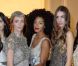 Audrey Marnay, Solange Knowles et Amber Le Bon défilent pour Alberta Ferretti, à Milan, le vendredi 13 janvier 2012.