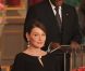 Carla Bruni-Sarkozy et Nicolas Sarkozy reçoivent le  président ivoirien Alassane Ouattara et  son épouse Dominique Ouattara, le 26 janvier 2012, à l'occasion d'un  dîner d'Etat