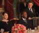 Carla Bruni-Sarkozy et Nicolas Sarkozy reçoivent le  président ivoirien Alassane Ouattara et  son épouse Dominique Ouattara, le 26 janvier 2012, à l'occasion d'un  dîner d'Etat