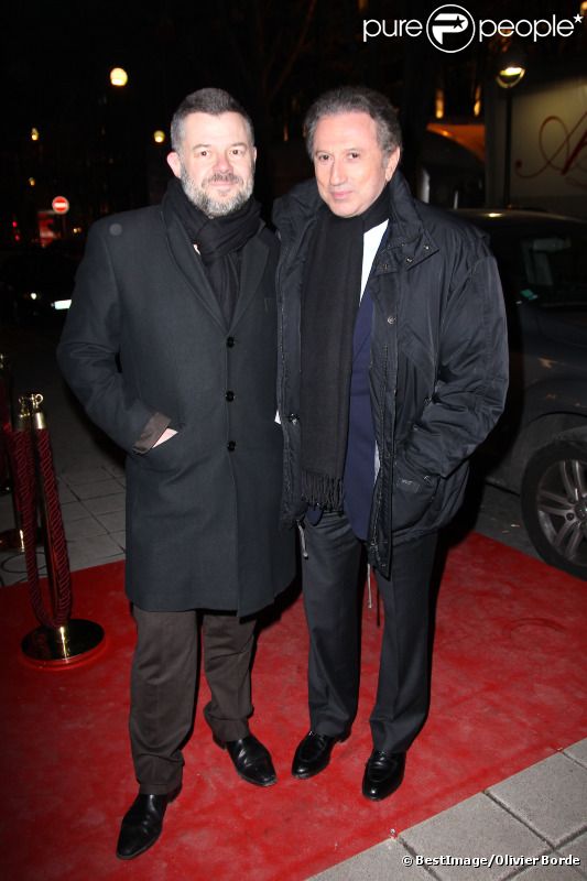 Eric Naulleau et Michel Drucker lors des 25 ans de TV Magazine au Plaza Athenée le 8 février 2012 à Paris