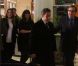 Nicolas Sarkozy et Carla Bruni arrivent dans les locaux de TF1 juste avant sa déclaration au journal télévisé de 20 heures de Laurence Ferrari, à Paris, le 15 février 2012.