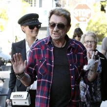 Johnny Hallyday, Laeticia et Mamie Rock, Février 2012 à Los Angeles<br />