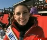 Delphine Wespiser lors de leurs vacances au ski à Mégève en mars 2012