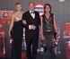 Charlene, Albert et Caroline de Monaco au Bal de la Rose 2012. A l'initiative de la princesse Caroline de  Monaco, présidente de la Fondation Princesse Grace, le Bal de la Rose 2012 a transformé la Salle des  Etoiles du Sporting Club de Monaco selon la mode folle, colorée et rock du  Londres des années 1960, Swinging London, le 24 mars 2012.