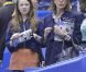La princesse Alexandra de Hanovre, 12 ans, assistait le 27 mars 2012 aux championnats du monde de patinage artistique à Nice avec sa mère la princesse Caroline, non loin de la marraine de l'événement, Surya Bonaly.