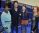 La princesse Alexandra de Hanovre, 12 ans, et la princesse Caroline, aux championnats du monde de patinage artistique à Nice le 27 mars 2012, ont rencontré la marraine de la compétition, Surya Bonaly, et Marina Anissina.