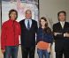 Le prince Albert II de Monaco et sa nièce la princesse Alexandra de Hanovre avec le patineur monégasque Kim Lucine et le président de la Fédération française des sports de glace Didier Gailhaguet, le 27 mars 2012 à Nice.