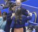 Dans la tribune VIP du palais des expositions de Nice, pour les championnats du monde de patinage artistique, le prince Albert a rejoint sa soeur la princesse Caroline et sa nièce la princesse Alexandra ainsi que Surya Bonaly, le 27 mars 2012.