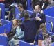 Dans la tribune VIP du palais des expositions de Nice, pour les championnats du monde de patinage artistique, le prince Albert a rejoint sa soeur la princesse Caroline et sa nièce la princesse Alexandra ainsi que Surya Bonaly, le 27 mars 2012.