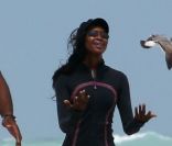 Naomi Campbell épanouie en pleine séance de sport à Miami le 14 avril 2012