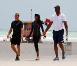 Naomi Campbell et son chéri Vladislav Doronin font du sport à Miami le 14 avril 2012