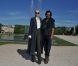 L'actrice Tilda Swinton et le styliste-créateur Haider Ackermann assistent au défilé Chanel qui présente sa collection Croisière 2012-2013 au château de Versailles. Le 14 mai 2012.
