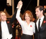 Nathalie Baye et Melvil Poupaud au Festival de Cannes 2012, vendredi 18 mai, pour la présentation de  Laurence Anyways  de Xavier Dolan.