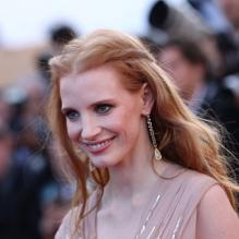 Jessica Chastain, très en beauté au Palais des Festivals, avant la projection du film Lawless. Cannes, le 19 mai 2012.