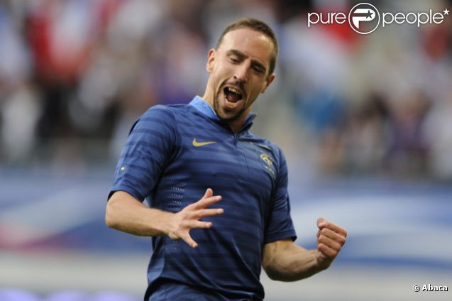 Franck Ribéry lors de la victoire de l'équipe de France face à la Serbie (2-0) le 31 mai 2012 à Reims