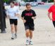 Nicolas Sarkozy fait un footing avenue Foch à Paris le 8 juin 2012