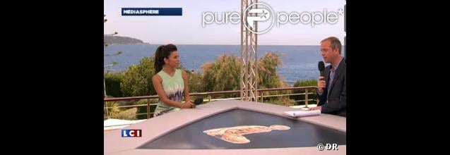 Eva Longoria interviewée par Julien Arnaud dans la Médiasphère-LCI lors du 52e Festival international de Monte-Carlo, en juin 2012.