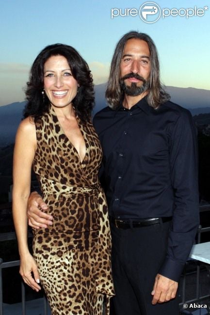 Lisa Edelstein et son compagnon Robert Russell lors d'une soirée à Taormina, en Sicile, le 26 juin 2012