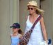 Heidi Klum en compagnie de ses quatre enfants, Leni, Henry, Johan et Lou à New York, le 14 juillet 2012