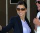 Jessica Biel, souriante, quitte l'hôtel Four Seasons à Beverly Hills. Le 24 juillet 2012.