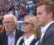  Françoise, veuve de Thierry Roland, soutenue par Jacques Vendroux et son fils Gary. 
 Deux mois après sa mort, Thierry Roland a été honoré le 15 août 2012 par une standing ovation d'une minute d'applaudissements en préambule au match France-Uruguay au stade Océane du Havre. 