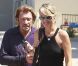Johnny Hallyday et Laeticia Hallyday dans le quartier de Beverly Hills où ils se rendent chez leur coiffeur, le 10 septembre 2012.