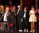 Sandrine Kiberlain, Pierre Souchon, Robert Charlebois, Alain Souchon, Vincent Delerm, Laurent Voulzy, Nolwenn Leroy et Thomas Dutronc lors du VIIIe gala de l'IFRAD pour la recherche sur la maladie d'Alzheimer, à Paris le 18 septembre 2012