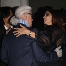 Karl Lagerfeld et Carine Roitfeld (en Givenchy) à la soirée Mac le 2 octobre 2012