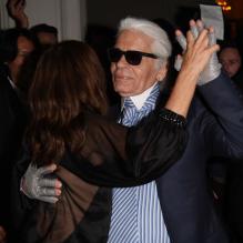 Karl Lagerfeld et Carine Roitfeld à la soirée Mac le 2 octobre 2012