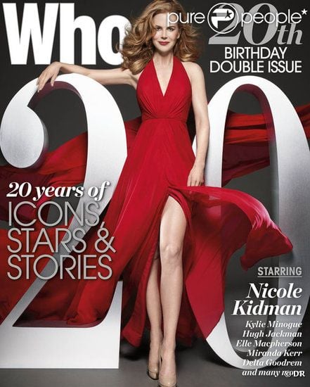 Nicole Kidman en couverture du numéro anniversaire de  Who , octobre 2012. Une photo issue du magazine a été reprise et annoncée par erreur comme la première image du biopic Grace de Monaco.