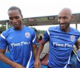  Didier Drogba et Nicolas Anelka lors d'un entraînement avec le Shenhua de Shanghai le 16 juillet 2012 