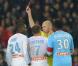 Rod Fanni expulsé par l'arbitre lors de la rencontre entre le PSG et l'OM (2-0) en huitième de finale de la coupe de la Ligue au Parc des Princes le 31 octobre 2012