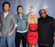 Le jury de  The  Voice outre-Atlantique : Blake Shelton, Cee Lo Green, Adam Levine et Christina Aguilera. Ici à Los Angeles, le 15 mars 2011.