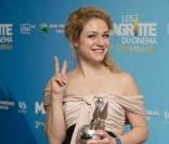 Emilie Dequenne radieuse à la 3e cérémonie des Magritte du cinéma à Bruxelles, le 2 février 2013.