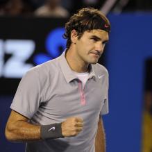 Roger Federer lors de l'Open d'Australie au Melbourne Park de Melbourne le 25 janvier 2013