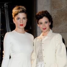 Cécile Cassel et Mélanie Bernier assistent à la soirée Valentino dans la boutique de la marque située avenue Montaigne. Paris, le 5 mars 2013.