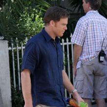Exclusif - Michael C. Hall sur le tournage de la 8e saison de la série Dexter à West Hollywood, le 14 mars 2013.