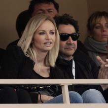 Adriana Karembeu et son compagnon André Ohanian lors de la finale de tennis du Monte Carlo Rolex Masters 1000 à Monaco le 21 Avril 2013 entre Novak Djokovic et Rafael Nadal