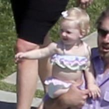Exclusif - Jessica Simpson enceinte organisant une fête d'anniversaire pour sa fille Maxwell Drew Johnson qui a eu 1 an le 1er mai, le 28 avril 2013.