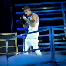 Justin Bieber en concert à Stockholm, le 24 avril 2013.