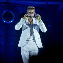 Justin Bieber sur scène à Stockholm, le 24 avril 2013.