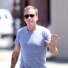 Kiefer Sutherland sur le tournage de la série Touch le 20 août 2012 à Los Angeles