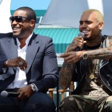 L'acteur Chris Tucker et Chris Brown lors de la conférence de presse des BET Awards à l'Icon LA Ultra Lounge. Los Angeles, le 14 mai 2013.