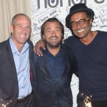 Guy Forget, Henri Leconte et Yannick Noah lors de la soirée d'anniversaire d'Henri Leconte qui célébrait ses 50 ans au restaurant Très Honoré à Paris le 30 mai 2013